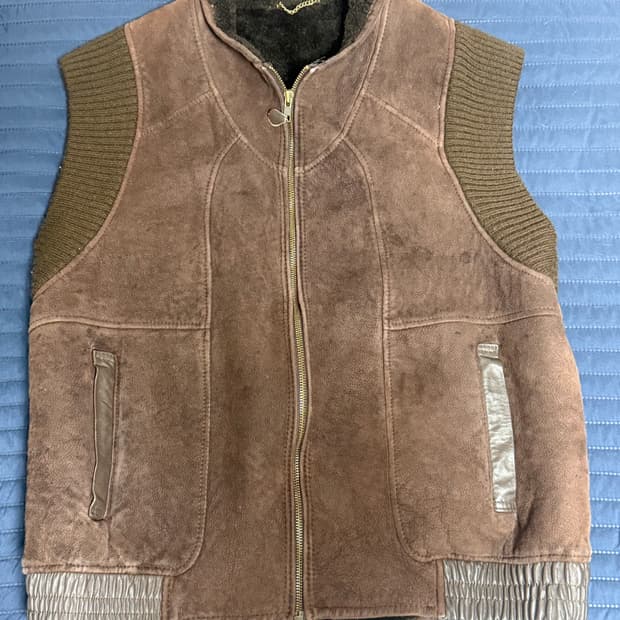 Vintage 스웨이드 양털 조끼