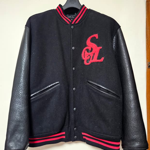 Wool Monogram Varsity Jacket Black