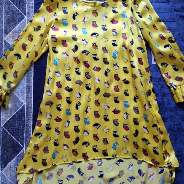 새상 실크 럭키슈에뜨 부엉이 키홀 드레스