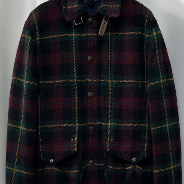 폴로 랄프로렌 인디언헤드 알파카 울 매키노 타탄체크 헌팅 자켓