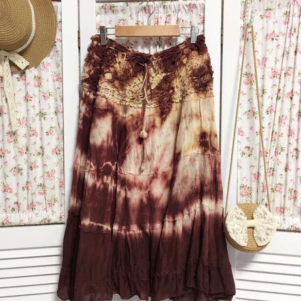 빈티지 히피 타이다이 스커트
