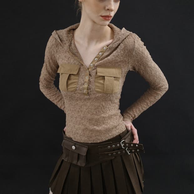 dryrose lace pocket hoodie 