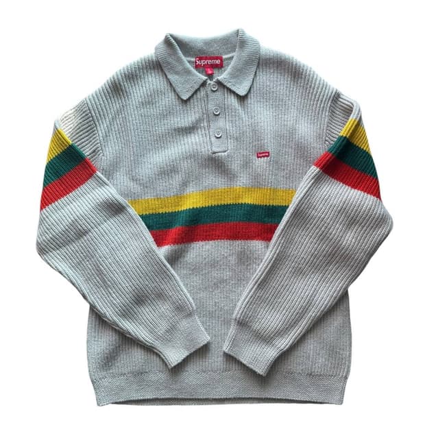 슈프림 스몰 박스 폴로 스웨터 그레이 -23FW