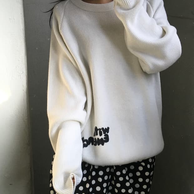 Comme des Garcons 꼼데가르송 아이보리 레터링 니트