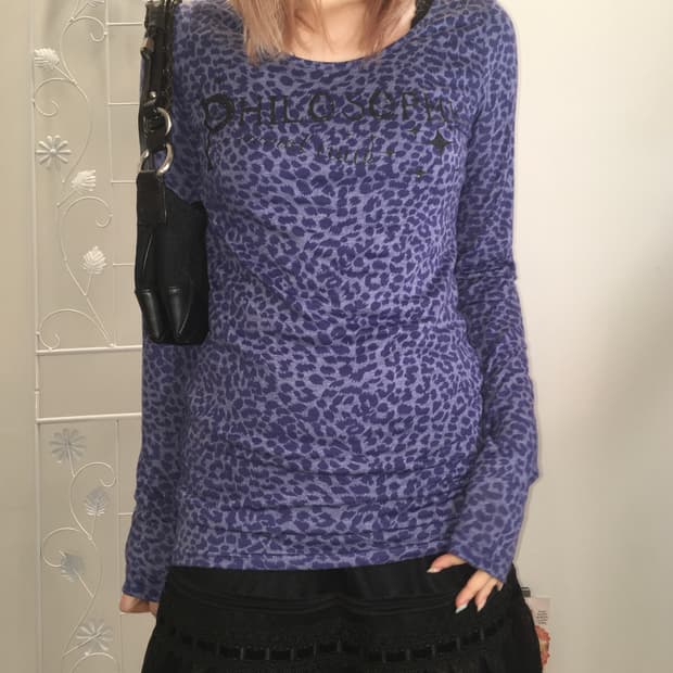 jpn vintage purple glitter leopard long 