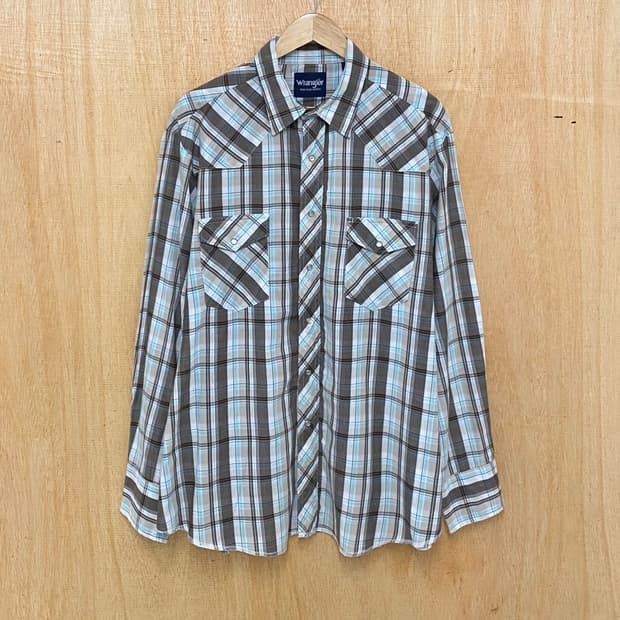 WRANGLER madras check western shirts 랭글러