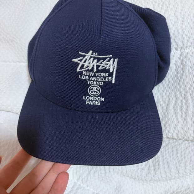 스투시 월드투어 볼캡 네이비