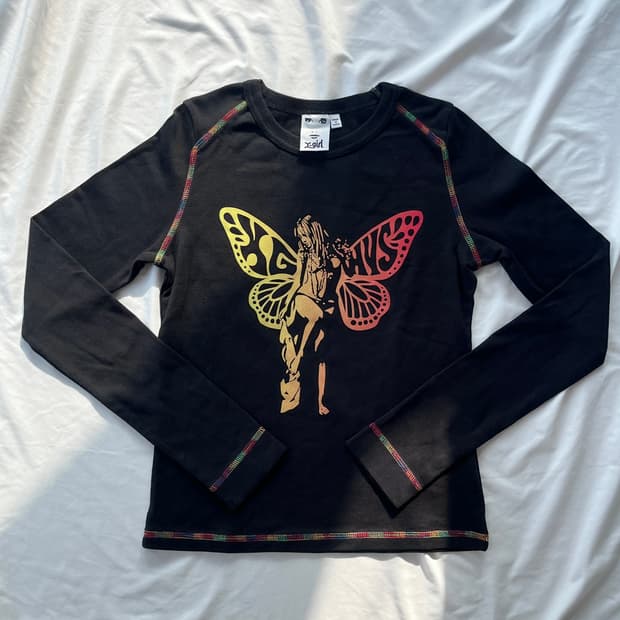 히스테릭 글래머 엑스걸 콜라보 레인보우 히스걸 롱 슬리브 긴팔 티셔츠