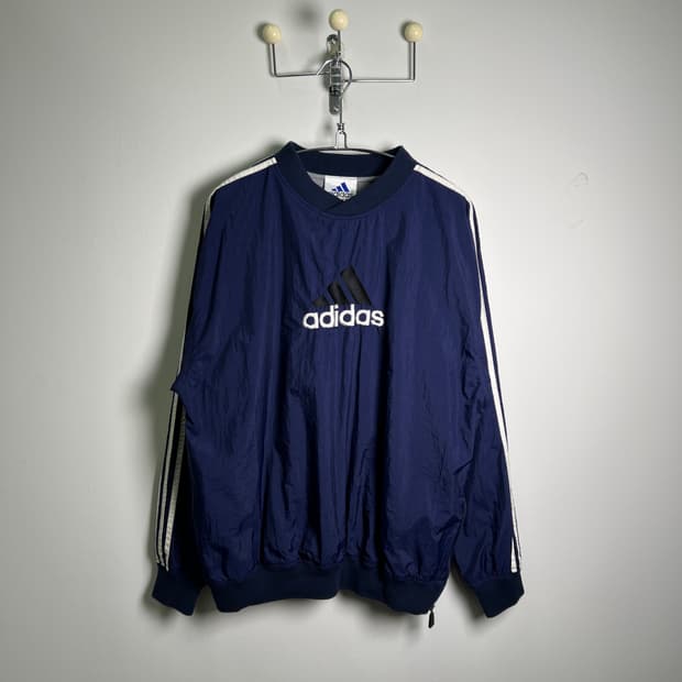 ADIDAS 아디다스 빈티지 올드스쿨 센터 로고 나일론 웜업 풀오버 M