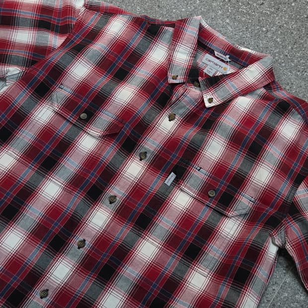 칼하트 레드 체크반팔셔츠 