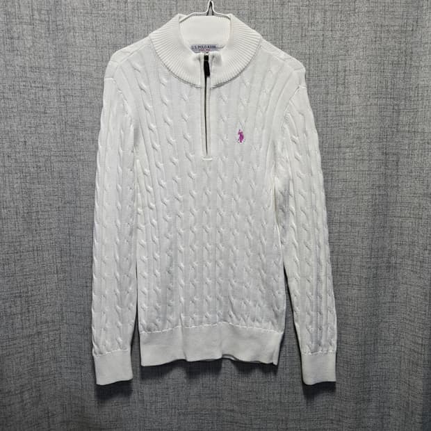 us폴로 여성 반집업 꽈베기 니트 