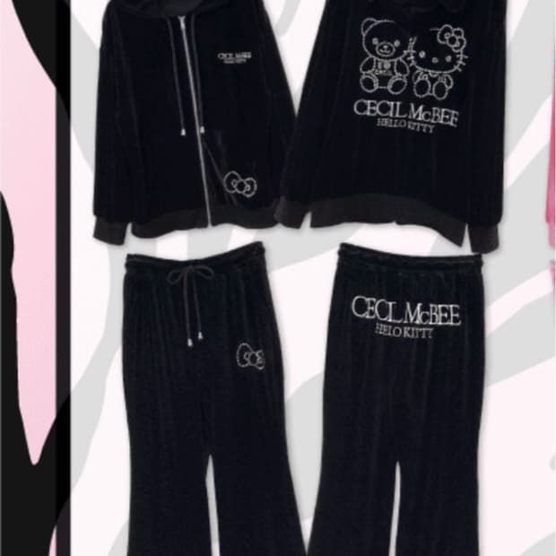 세실맥비 헬로키티 벨벳 셋업 블랙 L사이즈