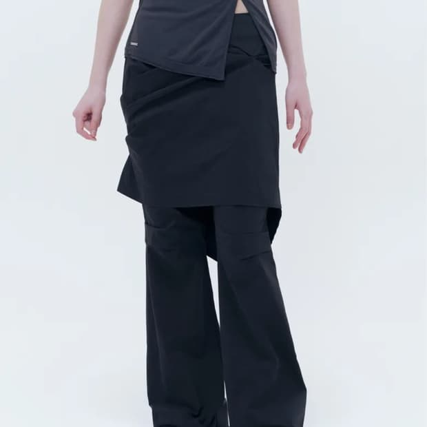 미세키서울 Draped chiton midi skirt pants SET