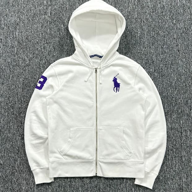 폴로 랄프로렌 빅포니 화이트 후드집업 L