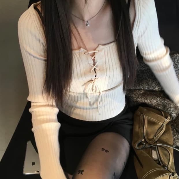 아워캐비넷 ribbon golgi knit 베이지