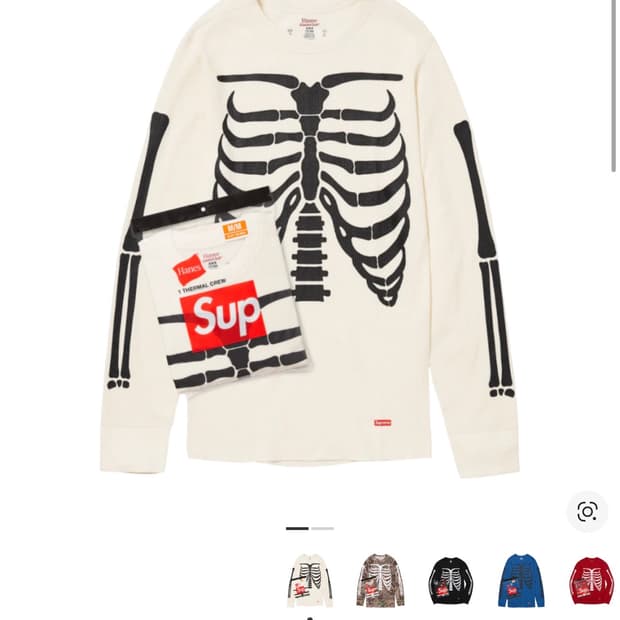 슈프림 헤인즈 본즈 써멀 크루 2xl