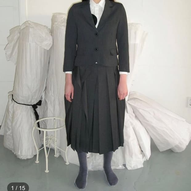 에옹쓰 o patch jacket + ffbeat pleats skirt
