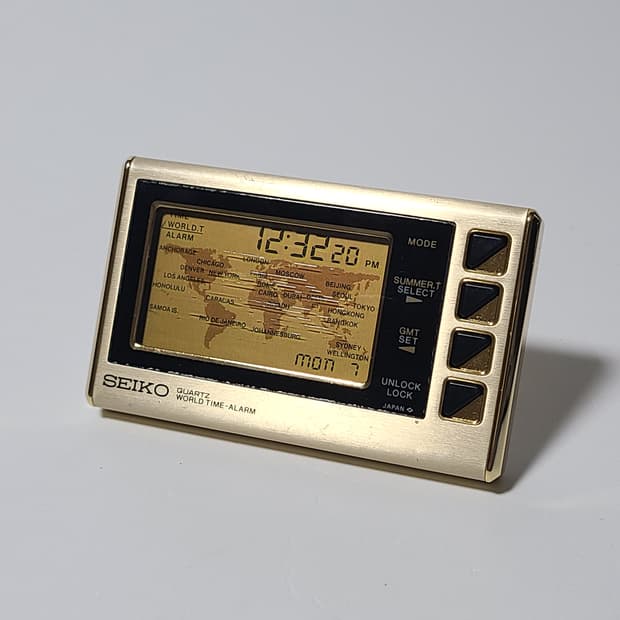 세이코 빈티지 탁상 카드형 시계 월드 타임 알람 EK701G