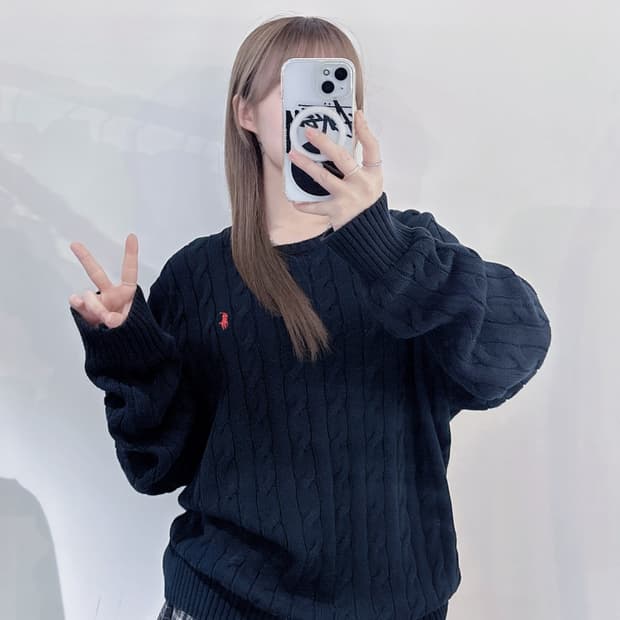 폴로랄프로렌 레드포니 블랙 케이블 니트