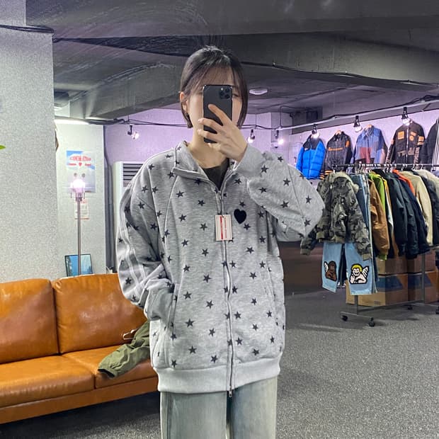 빈티지 스타패턴 투웨이 트랙탑 집업 B3581