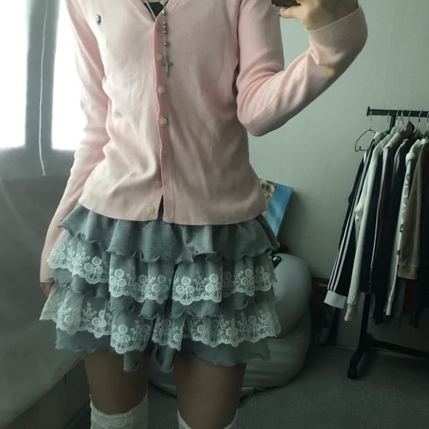 폴로 연핑크 가디건