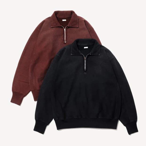 [3],[4]아프레쎄 빈티지 하프집업 집 스웻 버건디 