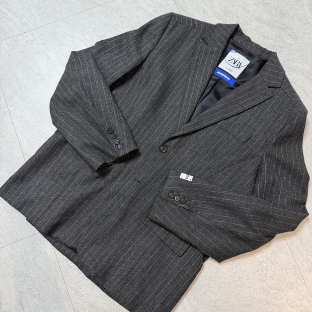 자라 아더에러 스트라이프 오버사이즈 블레이저 그레이 M