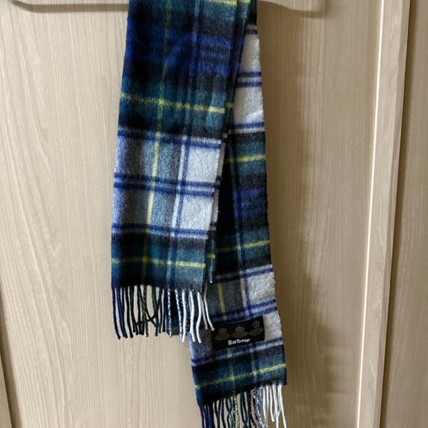 바버 타탄체크 스카프 울 캐시미어 혼방