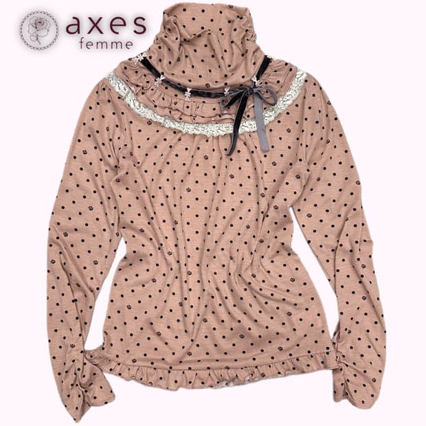 lace ribbon dot t-shirt