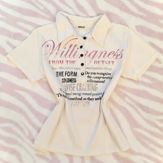 Cornflake 코튼 레터링 카라 반팔티셔츠 y2k 펑크 00s 갸루