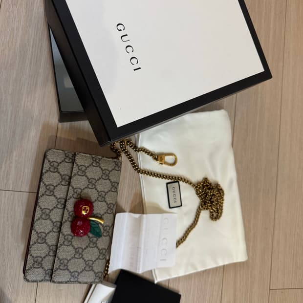 구찌 체리 GG 수프림 미니 체인백