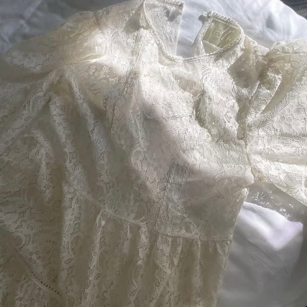 Fletta 플레따 롱 빈티지 무드 레이스 아이보리 화이트 드레스 원피스