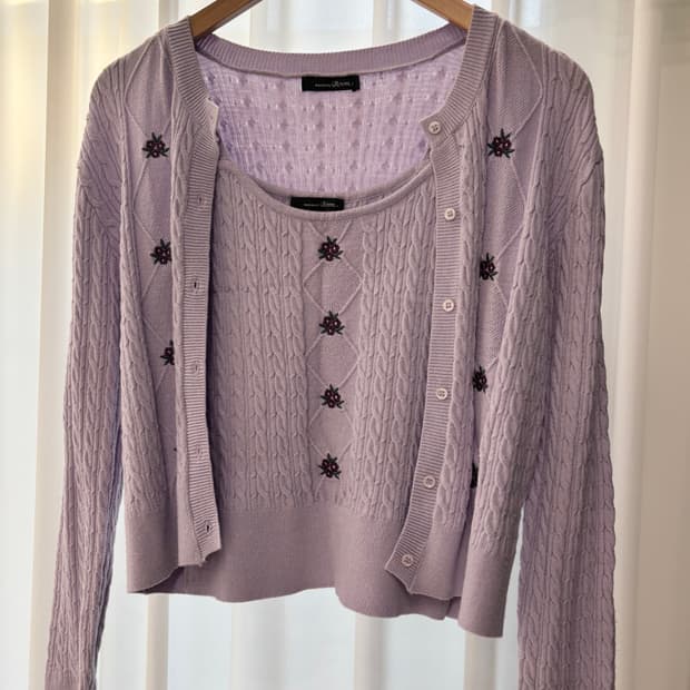 roem lavender cardigan set