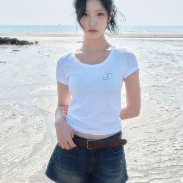 실사) 애즈온 유넥티 U NECK TEE 화이트