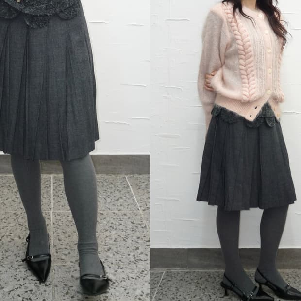 charcoal pleated midi skirt