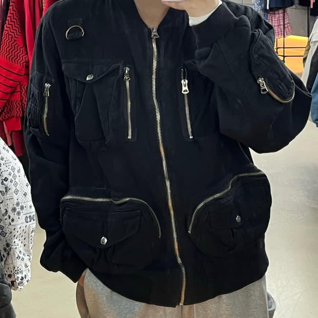 멀티 포켓 블루종