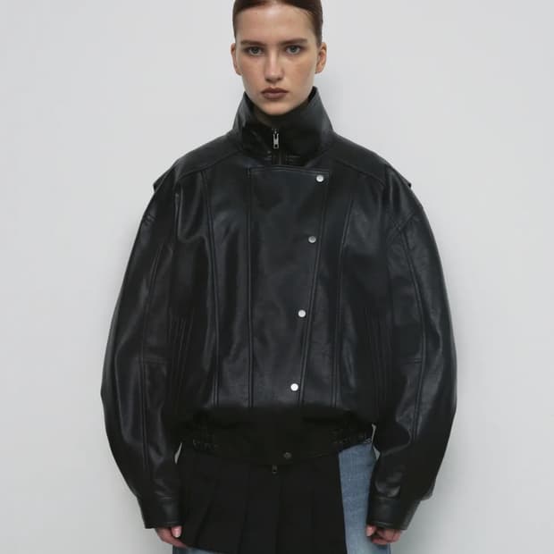 sandric 샌드릭 25fw 사이드 버튼 레더 자켓 F