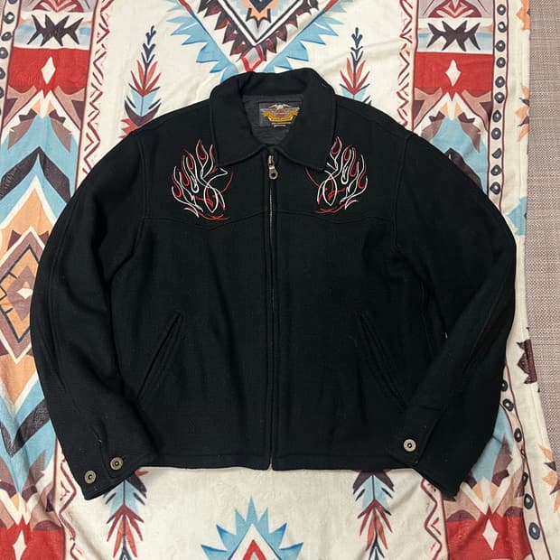 00‘s 할리 데이비슨 모직 블루종 자켓