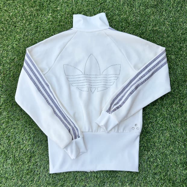 85)아디다스 큐빅 글리터 로고 트랙탑 크롭 져지