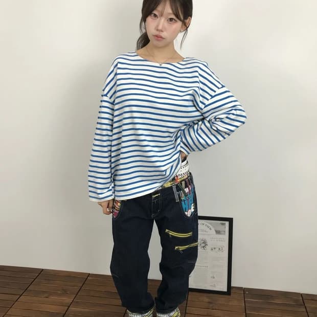 JPN COCOA Marine Stripe Long Sleeve