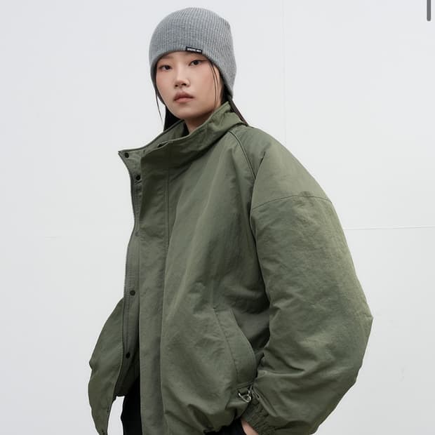 제너럴아이디어 패디드 볼륨 블루종 봄버 점퍼