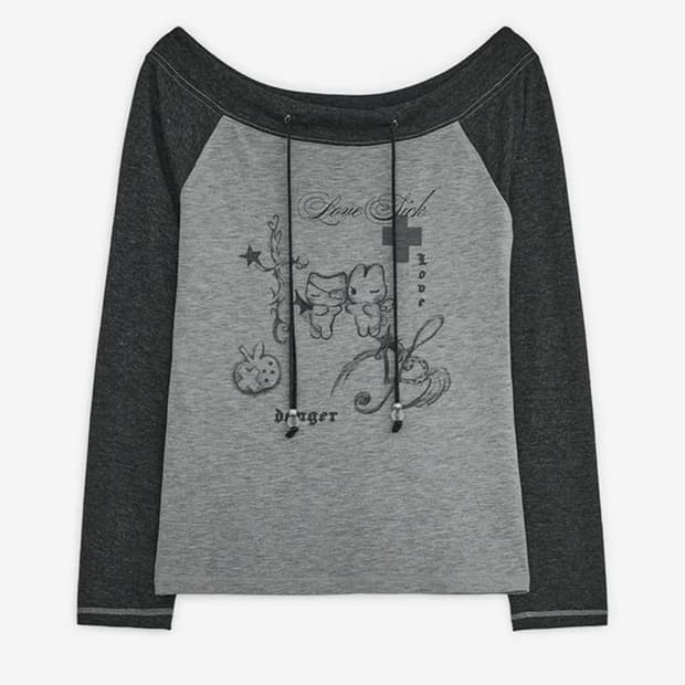 허그유어스킨 러브 시크 드로잉 오프숄더 차콜