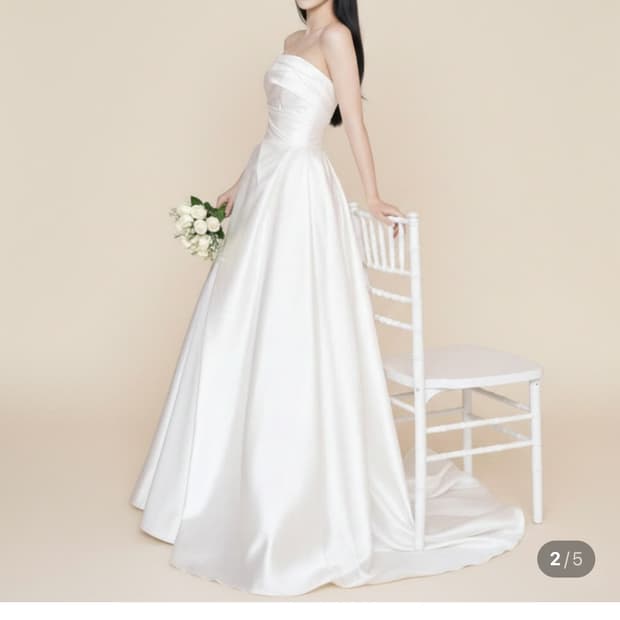 무몽 새틴 셔링 탑드레스(XS 사이즈, 화이트) 셀프웨딩, 2부 드레스