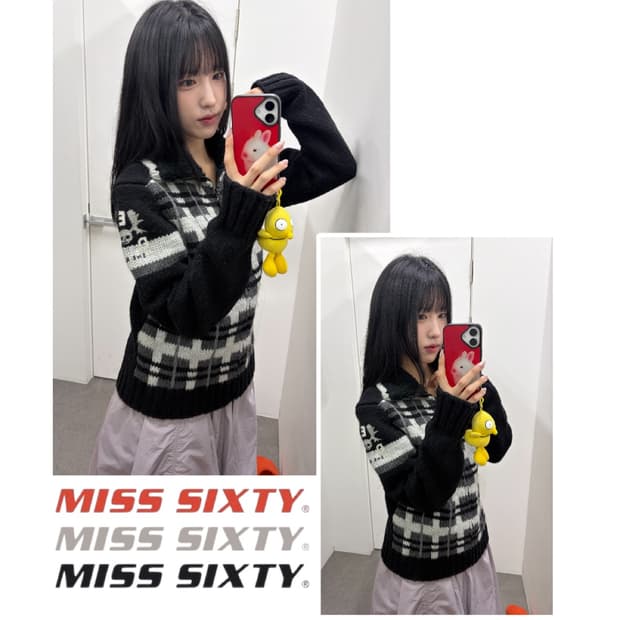 Miss sixty 스컬 펑크 니트집업 