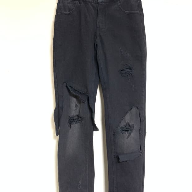라프 시몬스 블랙 데미지 워싱 데님 팬츠 사이즈(31)
