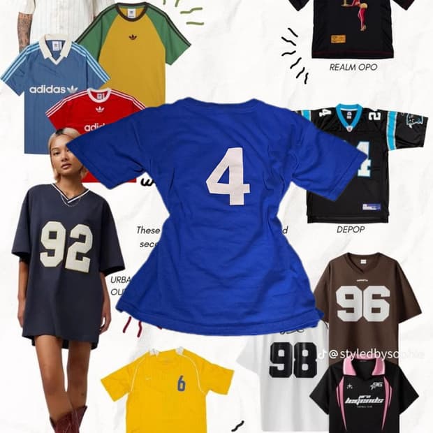 Y2K 핀터깔 스포티 야구 넘버 반팔 티셔츠