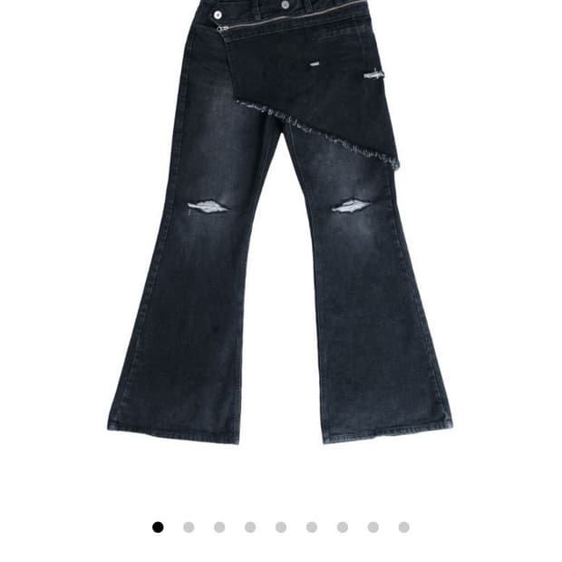 아이필럭키 데님 부츠컷 스커트 팬츠 블랙 S