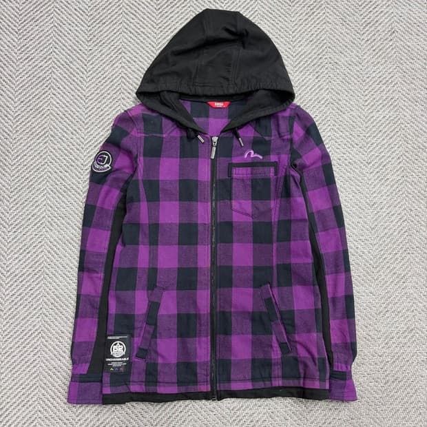 에비수 체크 후드 집업 v1630