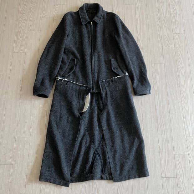 [L] 꼼데가르송 옴므 플러스 2013AW 도킹 집 울 코트 