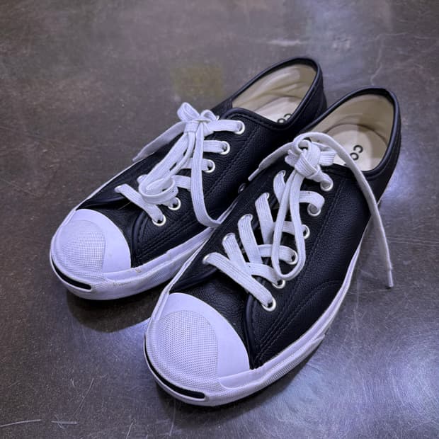 컨버스 잭퍼셀 레더 가죽 블랙 화이트 로우 스니커즈 240